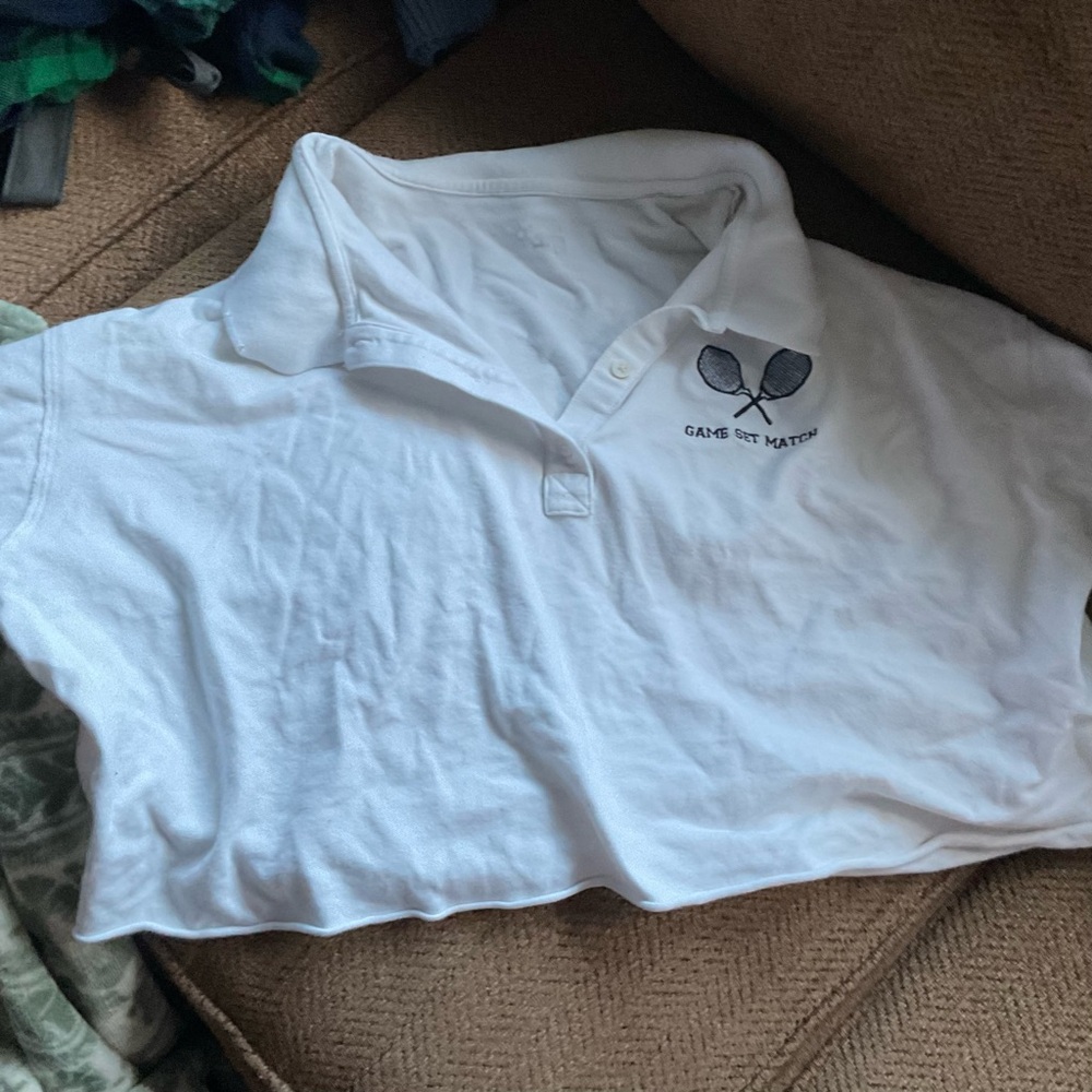 Aerie cropped polo tennis shirt
